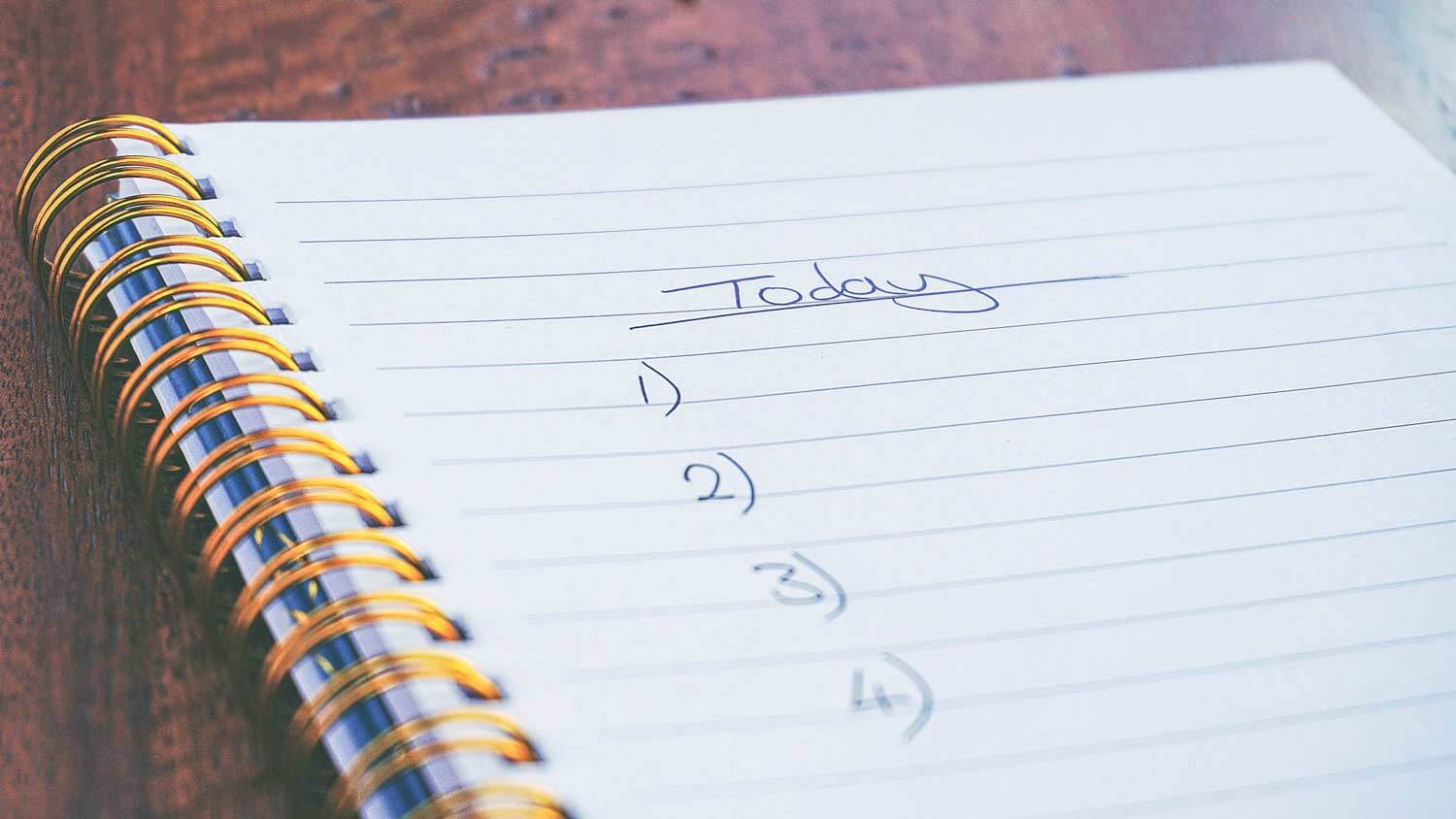 Notebook with list of things to do today