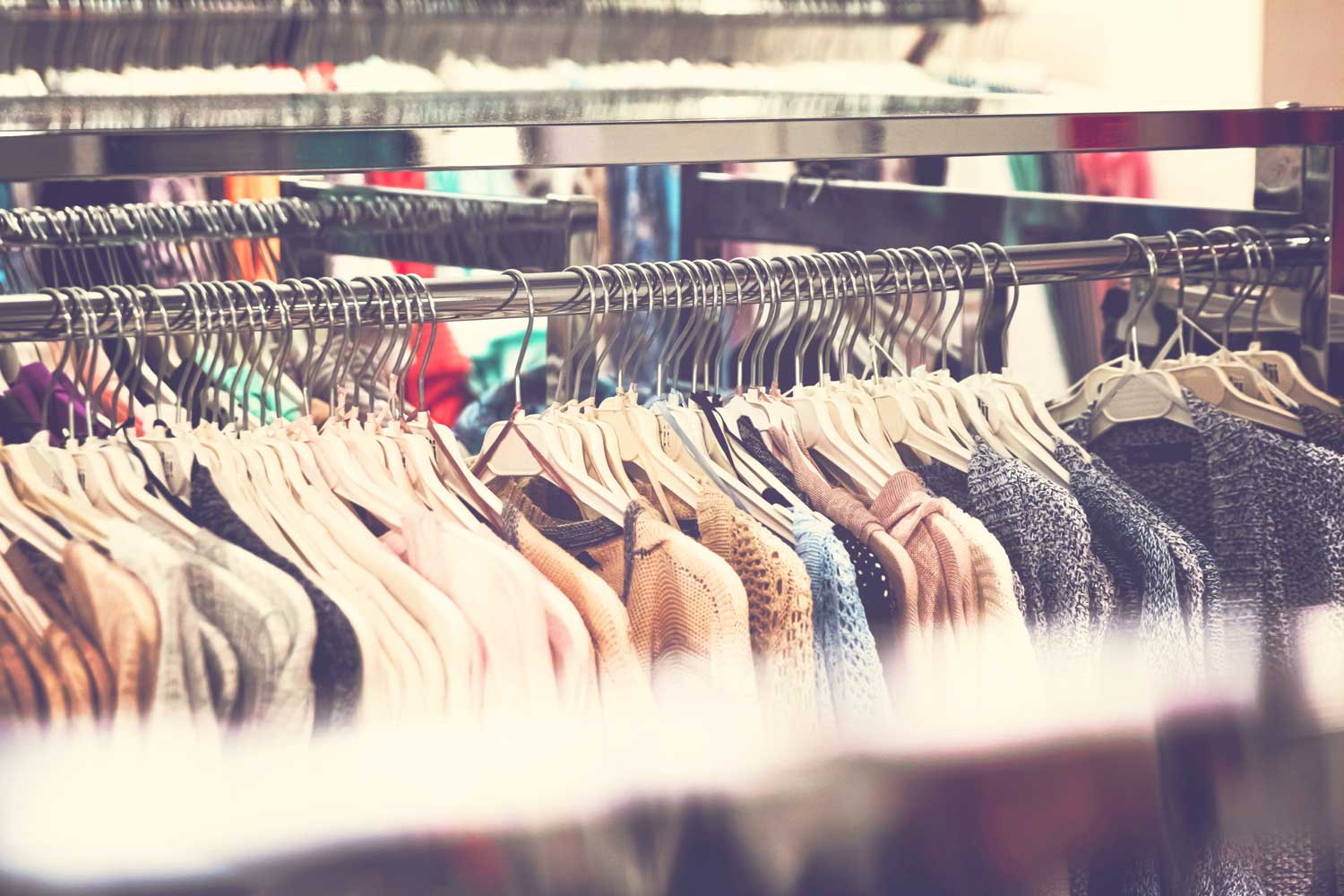 clothing on consignment racks