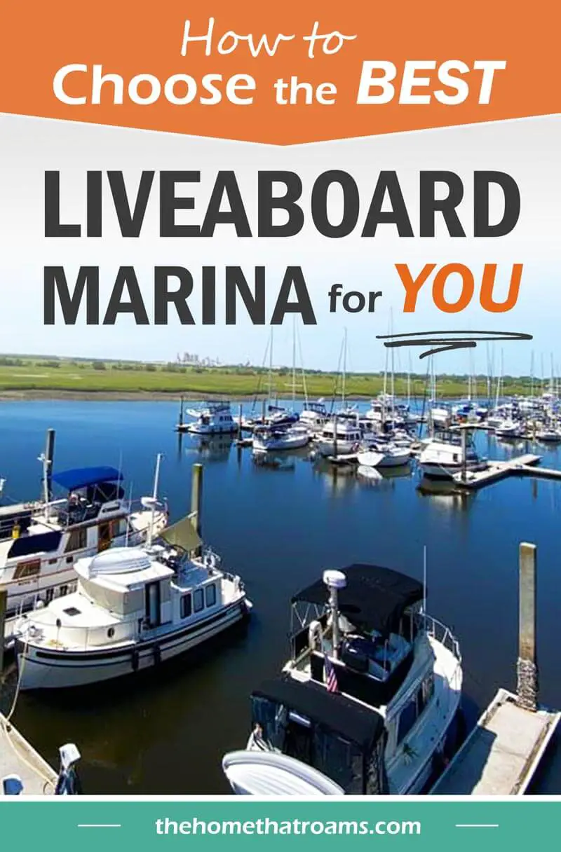 pin of ariel view of boats at the dock in a liveaboard marina