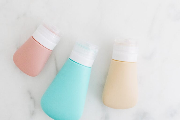 small travel bottles of personal care items