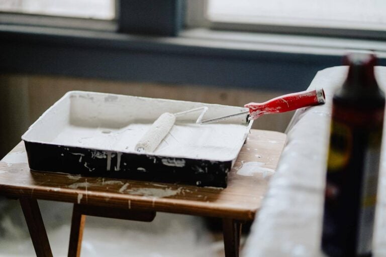 paint roller in rolling pan