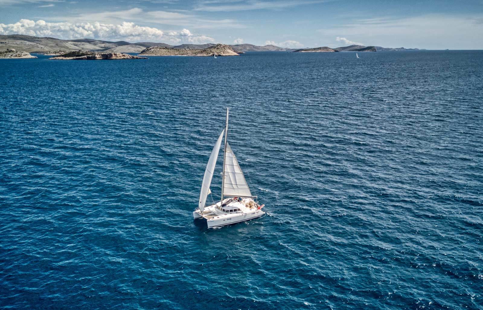 sailing catamaran on the ocean