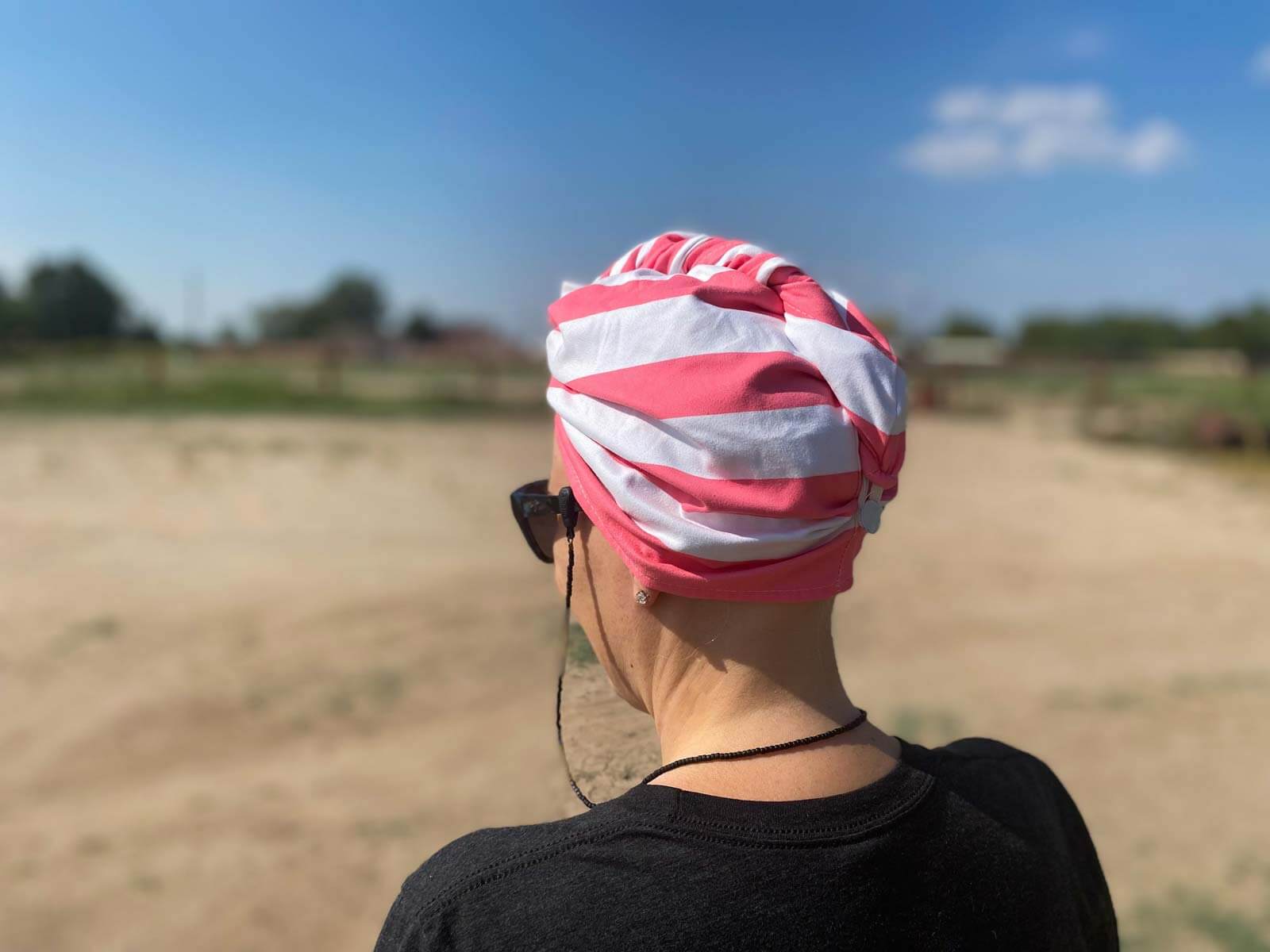 woman outside in head wrap