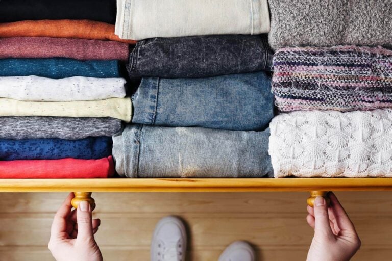 clothes folded neatly in a drawer