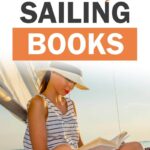 pin of girl reading a book on a sailboat