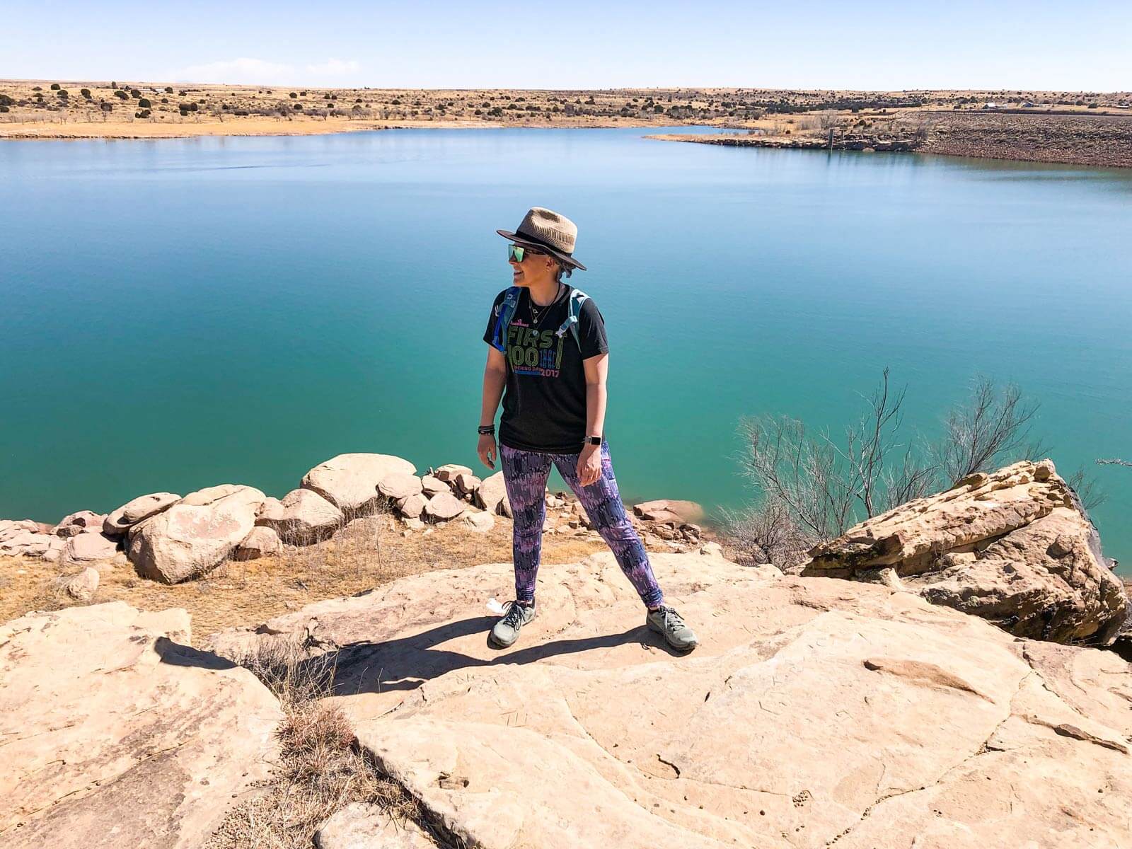 hiking at a remote lake