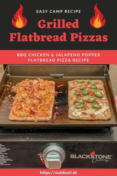 grilled flatbread pizzas - pizzas grilling on blackstone griddle