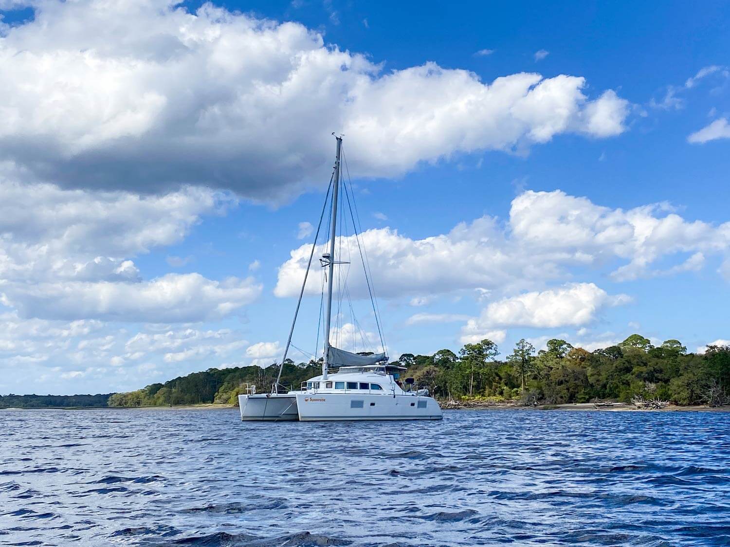 Lagoon sailboat at anchor