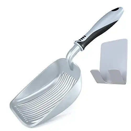 Litter Scoop with Deep Shovel - Non-Stick Plated Aluminum - Patented Sifter