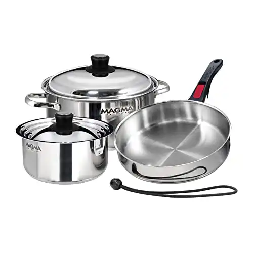 MAGMA 7-Piece Induction Cook-Top Gourmet Nesting Stainless Steel Cookware Set