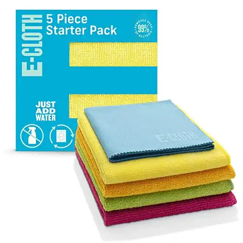 E-Cloth Starter Pack, Premium Microfiber Cleaning Cloths, Assorted Colors, 5 Piece Set