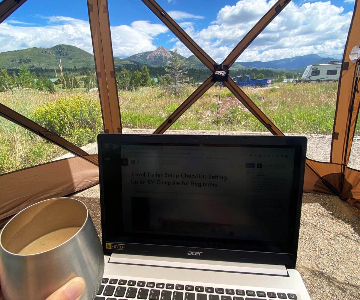 remote work at an RV campsite