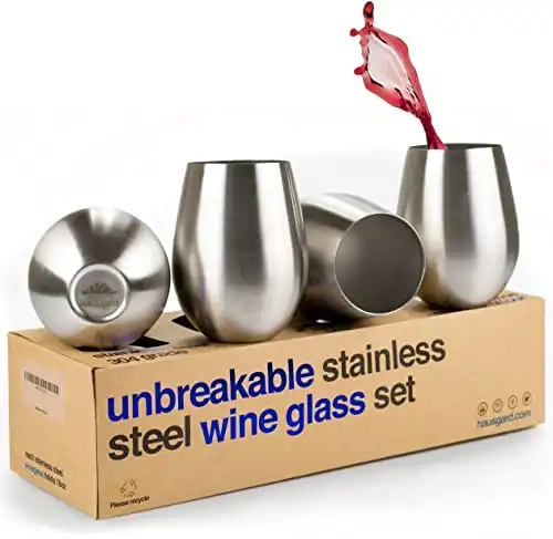 Stemless Metal Wine Glasses - Stainless Steel