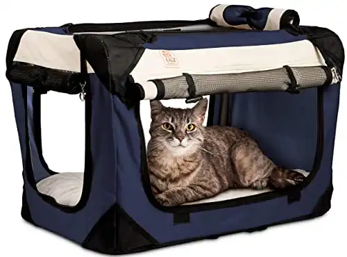 Premium Cat Carrier - Soft Sided Foldable - Top & Side Loading