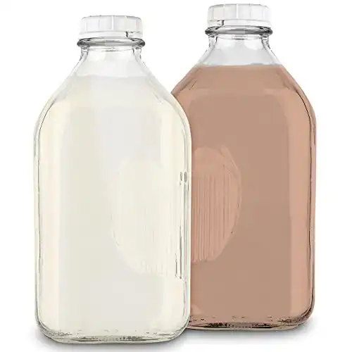 Glass Milk Jugs with Caps (64-ounce)