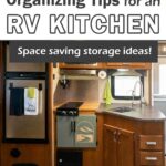 small RV kitchen with fridge, stovetop, and sink