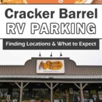 pin of overnight parking at Cracker Barrel - pancakes and image of the front of Cracker Barrel restaurant