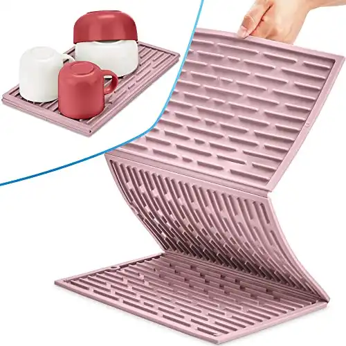 Collapsible Trifold Dish Drying Mat for Kitchen Counter