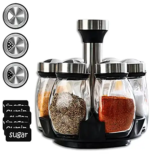 6-Jar Revolving Spice Rack for Cabinet or Countertop