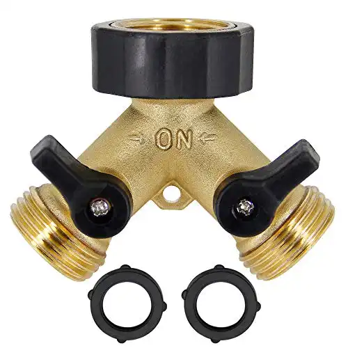 2-Way Brass Hose Splitter, Y Connector